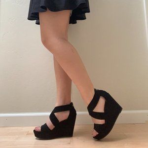 Black Wedge Heels
